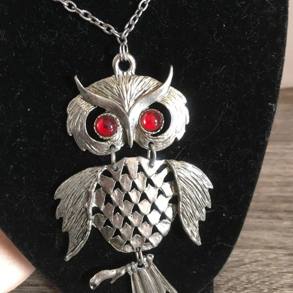 Vtg Owl pendant necklace - Picture 2 of 7